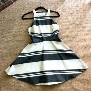 Elizabeth and James fit and flare dress in charcoal and ivory size 0